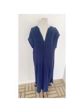Xirena Kennedy Dress Navy Blue Cotton Gauze